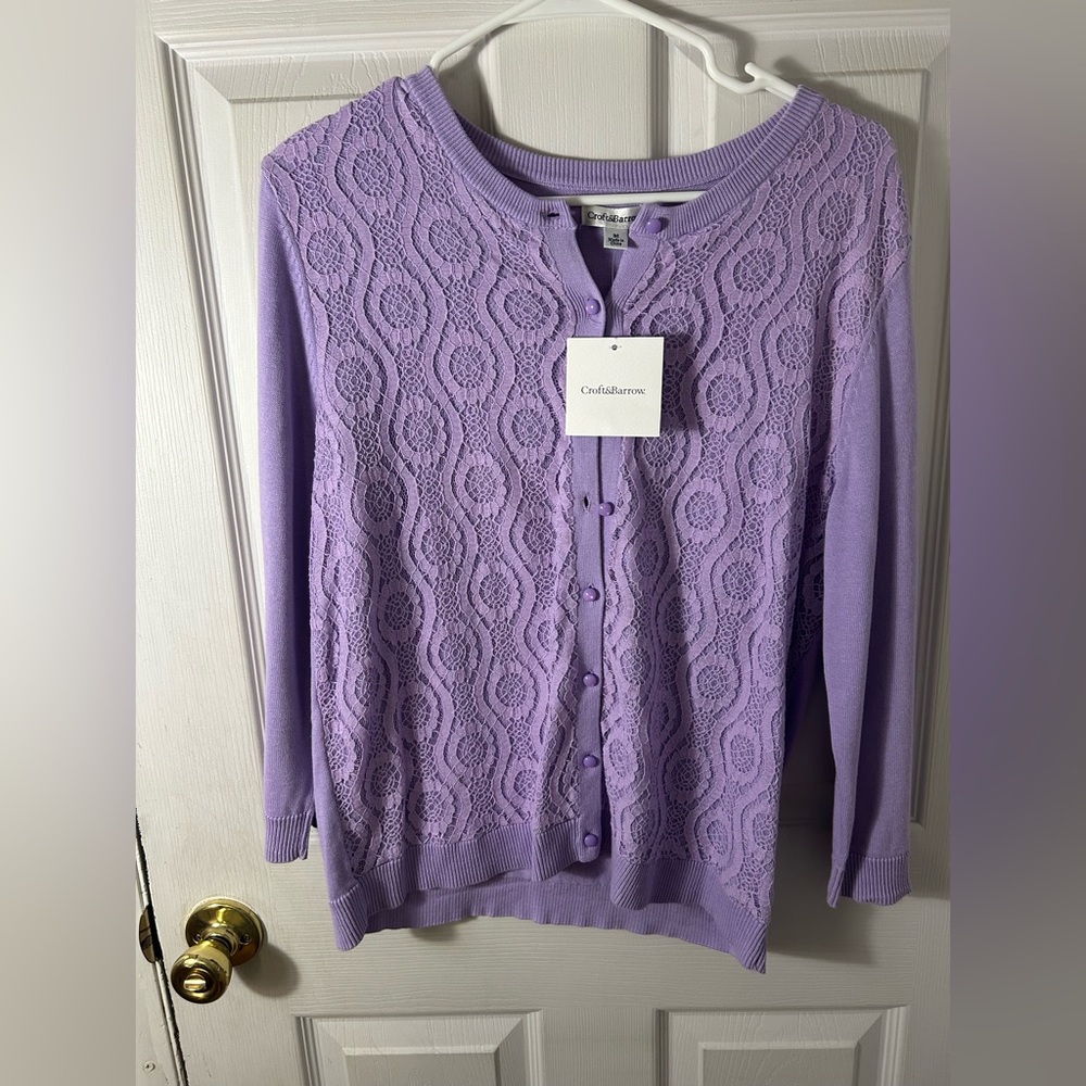 🪻 Croft & Barrow‎ Lace Lavender Cardigan